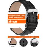 Trendburada 18MM-20MM-22MM-24MM Saatlerle Uyumlu Soft Deri Saat Kordonu Kayışı Klasık - 22 mm - Siyah