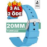 Trendburada 20mm Fossil-Welder-Wesse-Casio-Armani-Omega-Seiko-Tissot Saat Uyumlu Silikon Saat Kordonu Kayışı MR2 - Koyu Turkuaz