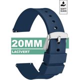 Trendburada 20mm Fossil-Welder-Wesse-Casio-Armani-Omega-Seiko-Tissot Saat Uyumlu Silikon Saat Kordonu Kayışı MR2 - Lacivert - Gümüş