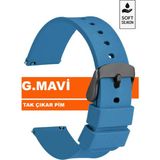 Trendburada 22mm Fossil-Welder-Wesse-Casio-Armani-Omega-Seiko-Tissot Saat Uyumlu Silikon Saat Kordonu Kayışı MR1 - Siyah - Kırmızı - Turuncu