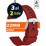 Trendburada Fossil-Welder-Wesse-Casio-Armani-Omega-Seiko-Tissot Saat Uyumlu 22mm Silikon Saat Kordonu Kayışı MR1 - Bordo