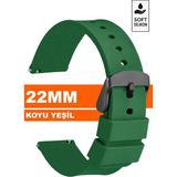 Trendburada Fossil-Welder-Wesse-Casio-Armani-Omega-Seiko-Tissot Saat Uyumlu 22mm Silikon Saat Kordonu Kayışı MR1 - Koyu Yeşil - Siyah