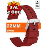 Trendburada Huawei Watch Gt Gt2 Gt3 Gt4 Gt5 Pro 46mm Xiaomi Redmi Watch 5 Active-Lite Saat Uyumlu 22mm Silikon Saat Kordonu Kayışı TB1 - Bordo