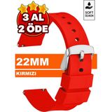 Trendburada Huawei Watch Gt Gt2 Gt3 Gt4 Gt5 Pro 46mm Xiaomi Redmi Watch 5 Active-Lite Saat Uyumlu 22mm Silikon Saat Kordonu Kayışı TB1 - Kırmızı - Gümüş