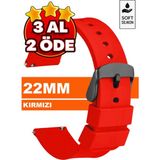 Trendburada Huawei Watch Gt Gt2 Gt3 Gt4 Gt5 Pro 46mm Xiaomi Redmi Watch 5 Active-Lite Saat Uyumlu 22mm Silikon Saat Kordonu Kayışı TB1 - Kırmızı - Siyah