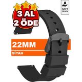 Trendburada Huawei Watch Gt Gt2 Gt3 Gt4 Gt5 Pro 46mm Xiaomi Redmi Watch 5 Active-Lite Saat Uyumlu 22mm Silikon Saat Kordonu Kayışı TB1 - Koyu Siyah - Siyah