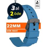 Trendburada Huawei Watch Gt Gt2 Gt3 Gt4 Gt5 Pro 46mm Xiaomi Redmi Watch 5 Active-Lite Saat Uyumlu 22mm Silikon Saat Kordonu Kayışı TB1 - Mavi - Siyah