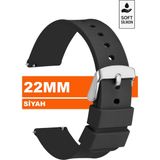 Trendburada Huawei Watch Gt Gt2 Gt3 Gt4 Gt5 Pro 46mm Xiaomi Redmi Watch 5 Active-Lite Saat Uyumlu 22mm Silikon Saat Kordonu Kayışı TB1 - Siyah - Gümüş