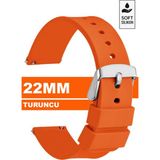 Trendburada Huawei Watch Gt Gt2 Gt3 Gt4 Gt5 Pro 46mm Xiaomi Redmi Watch 5 Active-Lite Saat Uyumlu 22mm Silikon Saat Kordonu Kayışı TB1 - Turuncu - Gümüş
