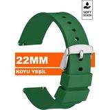 Trendburada Huawei Watch Gt Gt2 Gt3 Gt4 Gt5 Pro 46mm Xiaomi Redmi Watch 5 Active-Lite Saat Uyumlu 22mm Silikon Saat Kordonu Kayışı TB1 - Yeşil - Gümüş