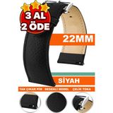 Trendburada Huawei Watch Gt Gt2 Gt3 Gt4 Gt5 Pro 46mm-Xioami Redmi Watch 5 Active-Lite Uyumlu 22mm Deri Saat Kordonu Kayışı TB3 - Desenli Siyah
