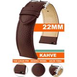 Trendburada Huawei Watch Gt Gt2 Gt3 Gt4 Gt5 Pro 46MM-XIOAMI Redmi Watch 5 Active-Lite Uyumlu 22MM Deri Saat Kordonu Kayışı Tb3 - Koyu Kahverengi