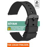 Trendburada Tcl Movetime MT42-MT42X Family Saat Uyumlu Siyah Renk Siyah Tokalı Silikon Saat Kordonu A71SYH