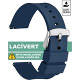 Trendburada Tcl Movetime MT42 MT42X MT43 MT46 Family - Slazenger Sl-09 Serileriyle Uyumlu Akıllı Çocuk Saati Kordonu Kayışı - Lacivert - Gümüş