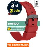 Trendburada Tcl Mt42 Mt42x Mt43 Mt46-Slazenger Akıllı Çocuk Saatleriyle Uyumlu Silikon Saat Kordonu Kayışı A71SYH - Bordo
