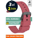 Trendburada Tcl Mt42 Mt42x Mt43 Mt46-Slazenger Akıllı Çocuk Saatleriyle Uyumlu Silikon Saat Kordonu Kayışı A71SYH - Gül Kurusu
