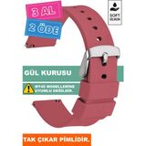 Trendburada Tcl Mt42 Mt42x Mt43 Mt46-Slazenger Akıllı Çocuk Saatleriyle Uyumlu Silikon Saat Kordonu Kayışı - Gül Kurusu