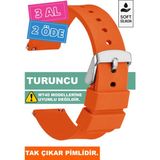 Trendburada Tcl Mt42 Mt42x Mt43 Mt46-Slazenger Akıllı Çocuk Saatleriyle Uyumlu Silikon Saat Kordonu Kayışı - Pastel Turuncu