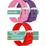 Trendburada Tcl Mt42 Mt42x Mt43 Mt46-Slazenger Akıllı Çocuk Saatleriyle Uyumlu Silikon Saat Kordonu Kayışı - Pembe - Gül