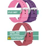 Trendburada Tcl Mt42 Mt42x Mt43 Mt46-Slazenger Akıllı Çocuk Saatleriyle Uyumlu Silikon Saat Kordonu Kayışı - Pembe