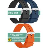 Trendburada Tcl Mt42 Mt42x Mt43 Mt46-Slazenger Akıllı Çocuk Saatleriyle Uyumlu Silikon Saat Kordonu Kayışı - Siyah - Turuncu