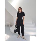 TrendButikBurada Siyah Basic Rahat Kalıp İkili Alt Üst Takım - Kadın Şalvar Pantolon Tişört Kombin