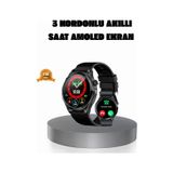 Trendcarsim Amoled Ekranlı Smartwatch 3 Kordonlu, Kalp Atış & Uyku Takipli Akıllı Saat Diğer 110882479