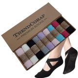 TrendCorap Premium Kadın Kaydırmaz Silikon Tabanlı Pilates Yoga Fitness Bale Dans Aktivite Çorabı 9'lu (Renkli, 35-39)