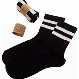 Trendcorap Unisex 2 Çift Çizgi Desenli Tenis Kolej Çorap - Siyah - Beyaz - 35 - 42
