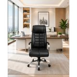 Trendcore Elite Yönetici Makam Koltuğu – Siyah Deri Ofis Koltuğu