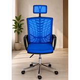 Trendcore Ergonomik Fileli Çalışma Koltuğu Başlıklı Ofis Koltuğu Mavi Bilgisayar Koltuğu Yönetici Sandalyesi - Mavi - Siyah