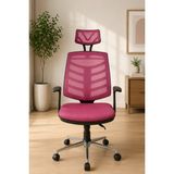 Trendcore Ergonomik Pembe Başlıklı Ofis Koltuğu – Fileli Çalışma ve Bilgisayar Koltuğu, Krom Ayaklı Home Office Koltuğu