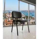 Trendcore Modern Siyah Ofis Sandalyesi | Ergonomik Tasarım | Metal Ayaklı | Deri Kaplama Misafir Toplantı Koltuğu - Siyah Plus