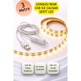 TrendDeco Günışığı Renk Usb İle Çalışan Şerit Led | Aç-Kapa Anahtarlı 3 Metre