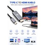 TrendDeco Type-C to HDMI Kablo 2 Metre 4K Ultra HD 30Hz Görüntü ve Ses Aktarım Kablosu USB-C HDMI