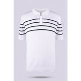 Trender 18204 Yarım Patlı Beyaz-Lacivert Erkek Polo Yaka T-Shirt 26YGT3000007 - Beyaz - Lacivert