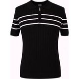 Trender 18204 Yarım Patlı Siyah - Beyaz Erkek Polo Yaka T-Shirt 26YGT3000007 - Açık Siyah - Beyaz