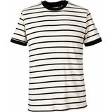 Trender 4038 Ekru Erkek T-Shirt O Yaka Çizgili
