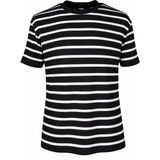 Trender 4038 Siyah - Beyaz Erkek T-Shirt O Yaka Çizgili - Açık Siyah - Beyaz