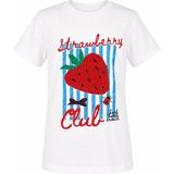 Trender Çilek Baskı Ekru Kız Çocuk T-Shirt 8041 - 9 - 10 Yaş