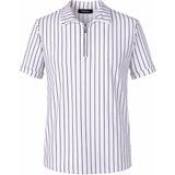 Trender Çizgili Erkek Polo Yaka T-Shirt Zartem - Beyaz - XL