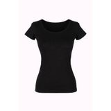 trender Derin Yaka Siyah Kadın T-Shirt 2603-04