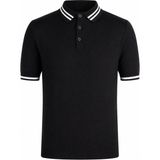 Trender Düğmeli Siyah - Beyaz Erkek Polo Yaka T-Shirt 17351 - Açık Siyah - Beyaz