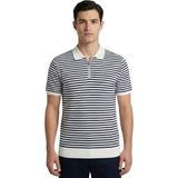 Trender Gipeli Waffle Yarım Fermuarlı Çizgili Erkek T-Shirt 4055 Indigo - İndigo - 2XL