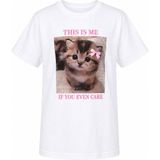 Trender Kedi Baskılı Ekru Kız Çocuk T-Shirt 8037 - 9 - 10 Yaş