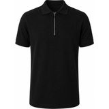 Trender Likralı Petek Yakalı Yarım Fermuarlı Siyah Erkek Polo Yaka T-Shirt 2938 - 2XL