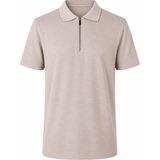 Trender Likralı Petek Yakalı Yarım Fermuarlı Taş Erkek Polo Yaka T-Shirt 2938 - Açık Taş