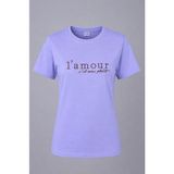 Trender L'mour Yazılı O Yaka Lila Kadın T-Shirt 26YDT1000006 - XL