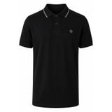trender Logolu Pike Çizgi Yaka Siyah Erkek Polo Yaka T-shirt 2063