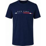 Trender New York Baskı Süpreme Indigo Erkek T-Shirt 226-17 - İndigo - L